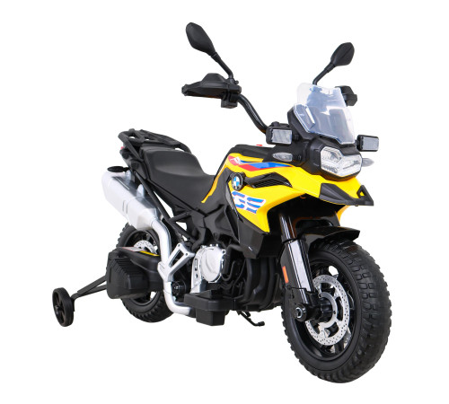 Дитячий акумуляторний мотоцикл BMW F850 GS Жовтий + Опорні колеса + Аудіо LED + Free Start + EVA Дитячий акумуляторний мотоцикл BMW F850 GS Жовтий + Опорні колеса + Аудіо LED + Free Start + EVA
