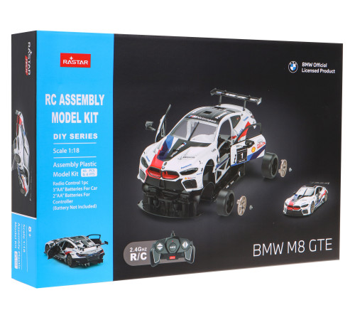 BMW M8 GTE білий RASTAR модель 1:18 Автомобіль на дистанційному керуванні + обвіс + пульт 2,4 ГГц