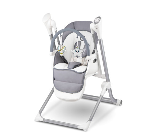 Крісло-гойдалка Lionelo NILES GREY для годування 2 в 1, 105 х 58 х 81 см - біло-сіра Крісло-гойдалка Lionelo NILES GREY для годування 2 в 1, 105 х 58 х 81 см - біло-сіра