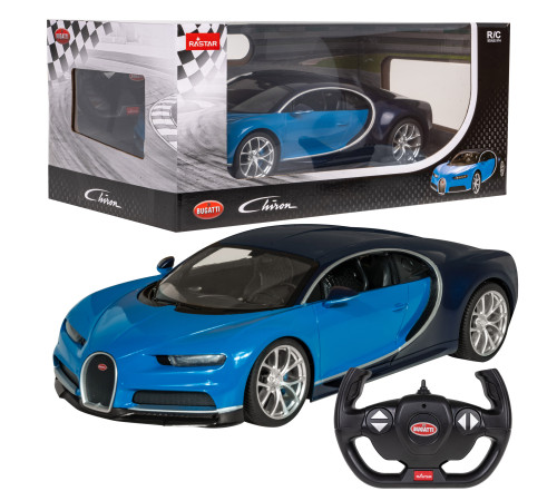 Bugatti Chiron blue RASTAR модель 1:14 Автомобіль на дистанційному керуванні + світлодіодні фари + пульт 2,4 ГГц Bugatti Chiron blue RASTAR модель 1:14 Автомобіль на дистанційному керуванні + світлодіодні фари + пульт 2,4 ГГц