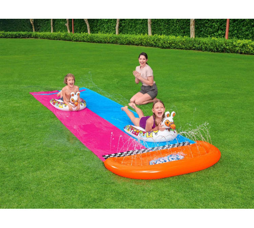 Гірка водна подвійна Bestway 52320 488 см, рожево-блакитна