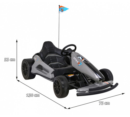 Дитячий акумуляторний картинг Speed ​​​​7 Drift King Сірий