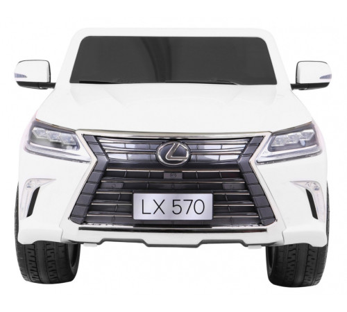 Lexus LX570 2-місний дитячий автомобіль Білий + Пульт + EVA Диски + Радіо MP3 + LED