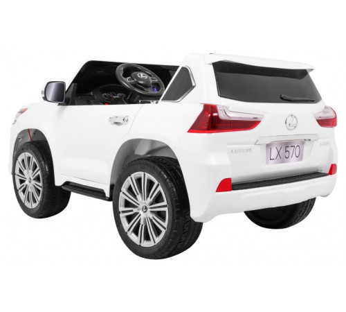 Lexus LX570 2-місний дитячий автомобіль Білий + Пульт + EVA Диски + Радіо MP3 + LED