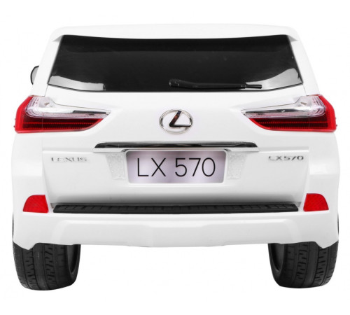 Lexus LX570 2-місний дитячий автомобіль Білий + Пульт + EVA Диски + Радіо MP3 + LED