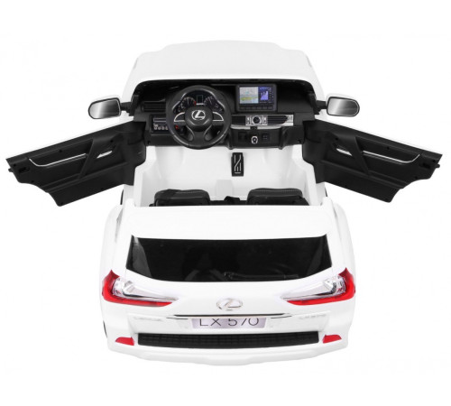 Lexus LX570 2-місний дитячий автомобіль Білий + Пульт + EVA Диски + Радіо MP3 + LED