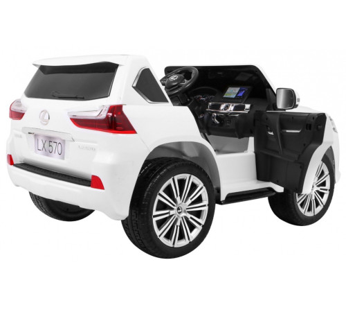 Lexus LX570 2-місний дитячий автомобіль Білий + Пульт + EVA Диски + Радіо MP3 + LED