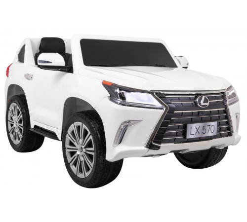 Lexus LX570 2-місний дитячий автомобіль Білий + Пульт + EVA Диски + Радіо MP3 + LED
