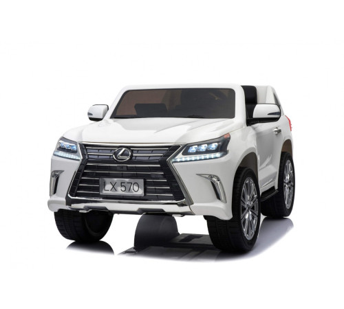 Lexus LX570 2-місний дитячий автомобіль Білий + Пульт + EVA Диски + Радіо MP3 + LED