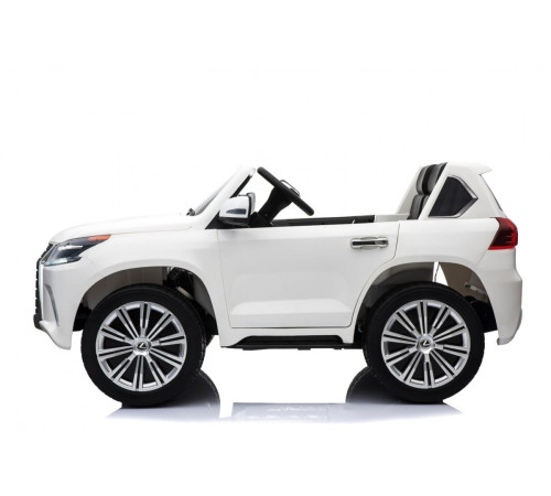 Lexus LX570 2-місний дитячий автомобіль Білий + Пульт + EVA Диски + Радіо MP3 + LED