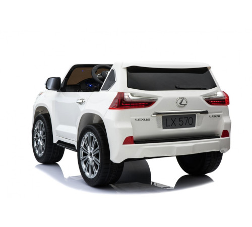 Lexus LX570 2-місний дитячий автомобіль Білий + Пульт + EVA Диски + Радіо MP3 + LED
