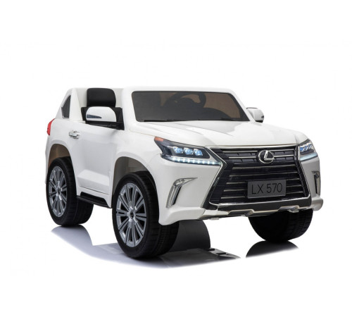 Lexus LX570 2-місний дитячий автомобіль Білий + Пульт + EVA Диски + Радіо MP3 + LED