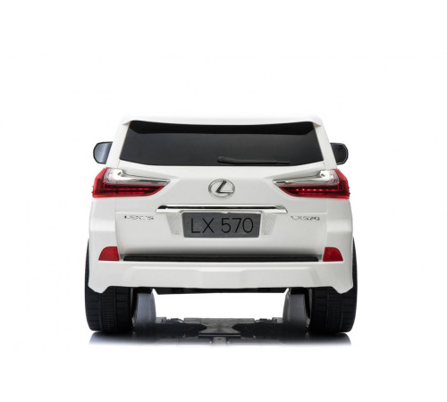 Lexus LX570 2-місний дитячий автомобіль Білий + Пульт + EVA Диски + Радіо MP3 + LED