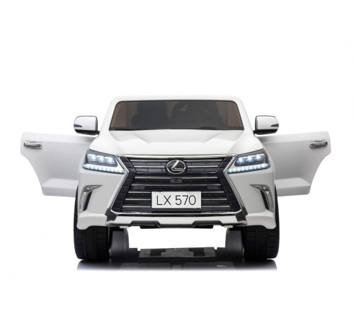 Lexus LX570 2-місний дитячий автомобіль Білий + Пульт + EVA Диски + Радіо MP3 + LED