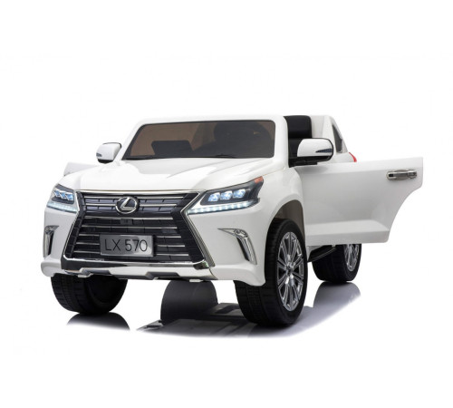 Lexus LX570 2-місний дитячий автомобіль Білий + Пульт + EVA Диски + Радіо MP3 + LED