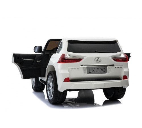Lexus LX570 2-місний дитячий автомобіль Білий + Пульт + EVA Диски + Радіо MP3 + LED