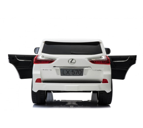 Lexus LX570 2-місний дитячий автомобіль Білий + Пульт + EVA Диски + Радіо MP3 + LED