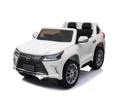 Lexus LX570 2-місний дитячий автомобіль Білий + Пульт + EVA Диски + Радіо MP3 + LED