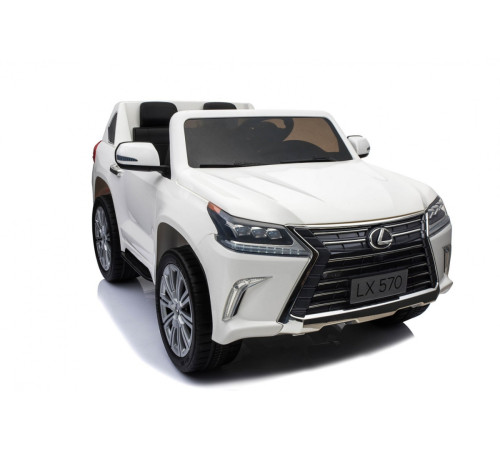 Lexus LX570 2-місний дитячий автомобіль Білий + Пульт + EVA Диски + Радіо MP3 + LED