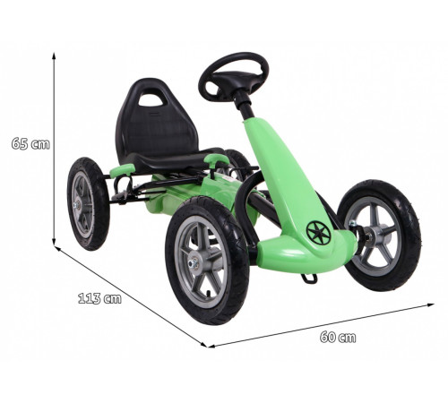 Дитячий педальний картинг STAR 3+ Green + Регулювання сидіння + Надувні колеса