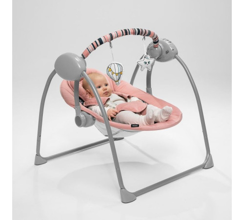 Дитяче крісло-гойдалка Lionelo RUBEN PINK BABY 69 х 63 х 70 см - рожева
