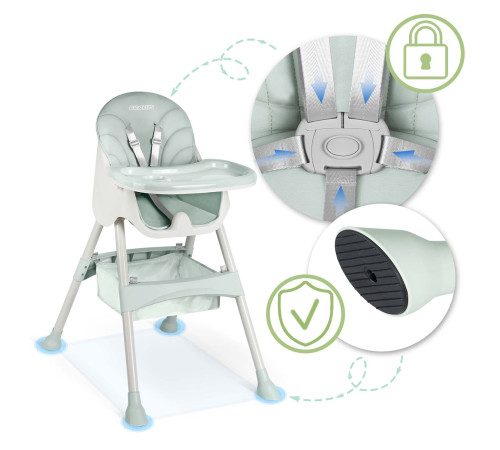 Стільчик для годування зі столиком Ricokids Milo 79 х 62 х 94 см - зелено-білий