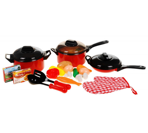 Дитячий набір Red Chef 3+ Кастрюлі + Кухонне начиння + Бутафорська їжа 22 шт. Дитячий набір Red Chef 3+ Кастрюлі + Кухонне начиння + Бутафорська їжа 22 шт.