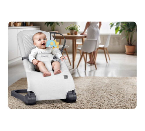Крісло-гойдалка для немовлят Nukido з іграшками, 72 х 45,5 х 41-62 см - світло-сіра