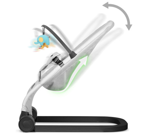 Крісло-гойдалка для немовлят Nukido з іграшками, 72 х 45,5 х 41-62 см - світло-сіра