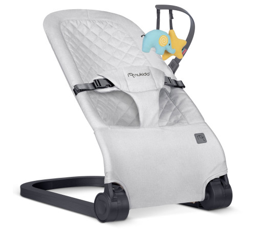 Крісло-гойдалка для немовлят Nukido з іграшками, 72 х 45,5 х 41-62 см - світло-сіра