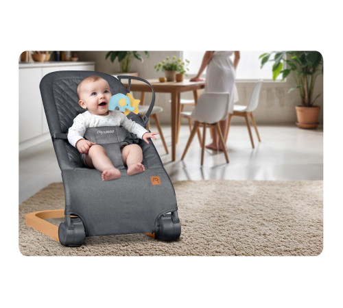Крісло-гойдалка для немовлят Nukido, 72 х 45,5 х 41-62 см - темно-сіра