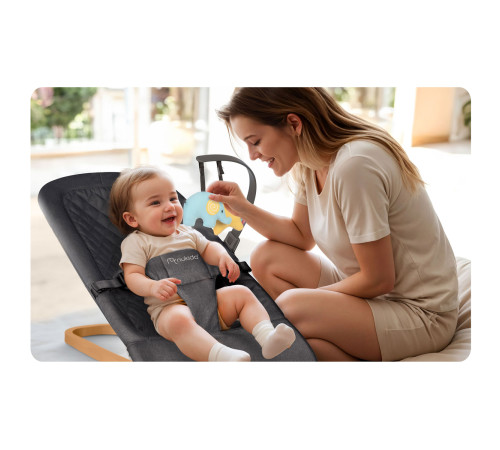 Крісло-гойдалка для немовлят Nukido, 72 х 45,5 х 41-62 см - темно-сіра