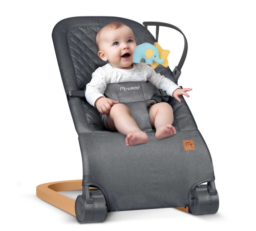 Крісло-гойдалка для немовлят Nukido, 72 х 45,5 х 41-62 см - темно-сіра