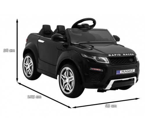 Дитячий електромобіль Rapid Racer Black + Пульт + Вільний старт + EVA + MP3 LED Дитячий електромобіль Rapid Racer Black + Пульт + Вільний старт + EVA + MP3 LED