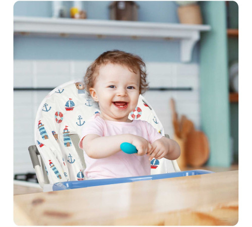 Стільчик для годування Ricokids Eldo біло-блакитний Стільчик для годування Ricokids Eldo біло-блакитний