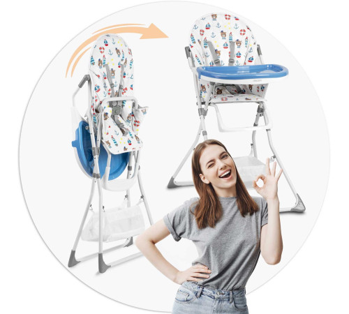 Стільчик для годування Ricokids Eldo біло-блакитний Стільчик для годування Ricokids Eldo біло-блакитний