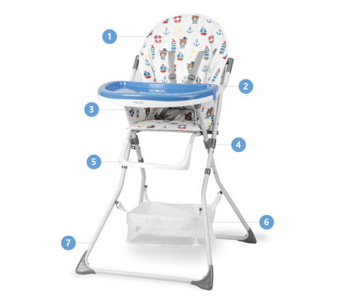 Стільчик для годування Ricokids Eldo біло-блакитний Стільчик для годування Ricokids Eldo біло-блакитний