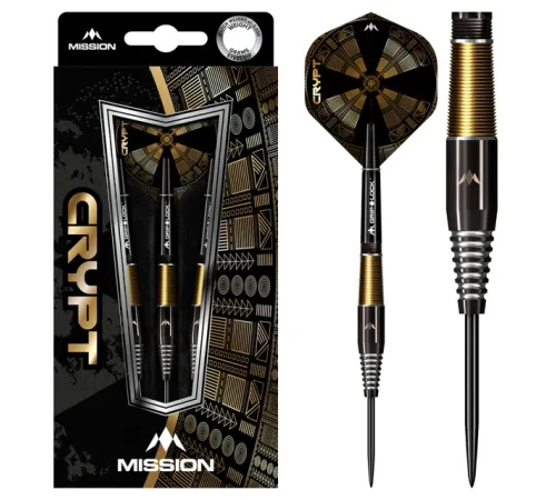 Дротики для дартсу Crypt Black & Gold PVD M2 90% Steel - 3-шт Дротики для дартсу Crypt Black & Gold PVD M2 90% Steel - 3-шт