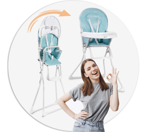 Стільчик для годування Ricokids Fando біло-блакитний Стільчик для годування Ricokids Fando біло-блакитний