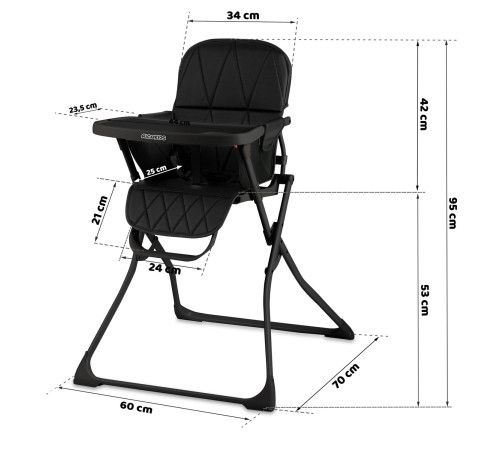Стільчик для годування Ricokids Nuco 70 х 60 х 95 см - чорний Стільчик для годування Ricokids Nuco 70 х 60 х 95 см - чорний