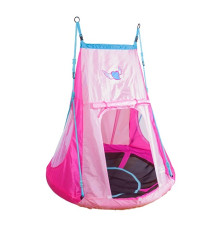 Гойдалка-гніздо з наметом Hudora 72153 Nest Swing Heart 110 см - рожева