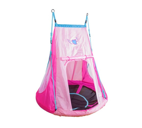 Гойдалка-гніздо з наметом Hudora 72153 Nest Swing Heart 110 см - рожева