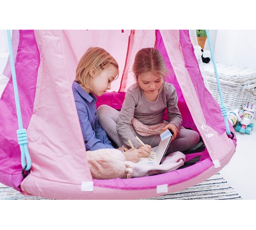 Гойдалка-гніздо з наметом Hudora 72153 Nest Swing Heart 110 см - рожева