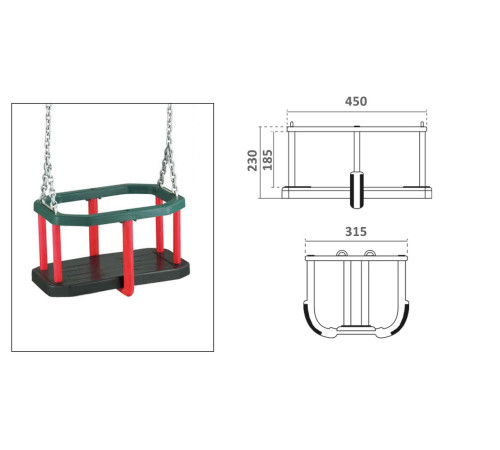Гойдалка WCG Fort, 45 х 31,5 х 23 см - чорно-червона