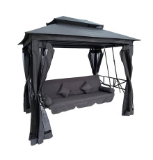 Гойдалка садова Bonro B-002 з навісом, подушками та москітною сіткою, сіра