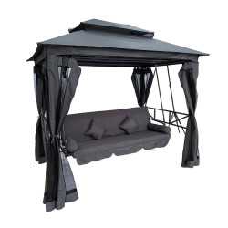 Гойдалка садова Bonro B-002 з навісом, подушками та москітною сіткою, сіра