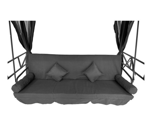Гойдалка садова Bonro B-002 з навісом, подушками та москітною сіткою, сіра