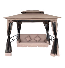 Гойдалка садова Bonro B-002 з москітною сіткою, 233 х 164 х 240 см - коричнева