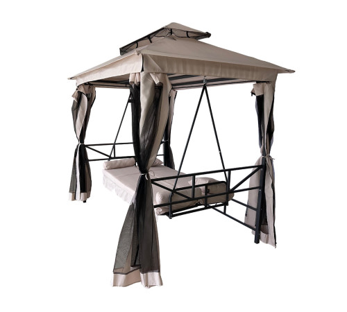 Гойдалка садова Bonro B-002 з навісом, подушками та москітною сіткою, бежева