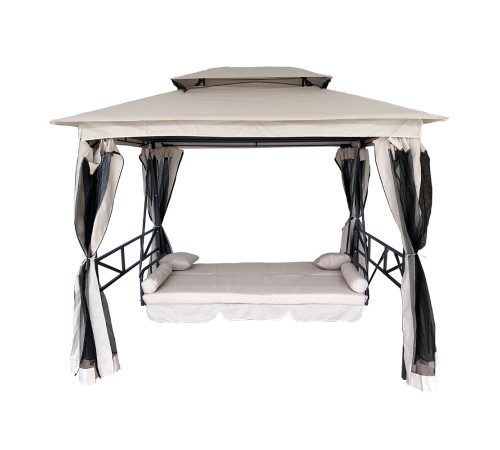 Гойдалка садова Bonro B-002 з навісом, подушками та москітною сіткою, бежева